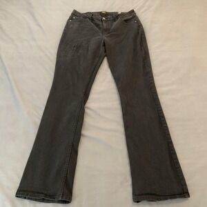 Lee Jeans Womens 14 L Gray Dark Charcoal Wash Mid Rise Bootcut Stretch Denim